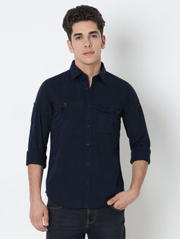 Spykar - Blue Regular Fit Full Sleeves Cotton Shirt For Men