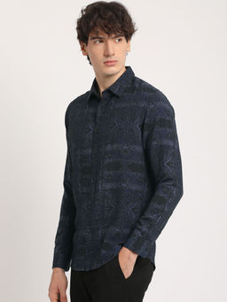 The Bear House - Mens Printed Slim Fit Casual Shirt