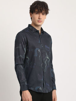 The Bear House - Mens Printed Slim Fit Casual Shirt