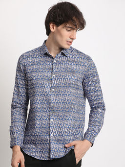 The Bear House - Mens Printed Slim Fit Casual Shirt