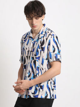 The Bear House - Mens Multi-Coloured Printed Regular Fit Casual Shirt