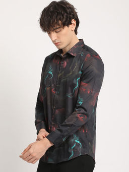 The Bear House - Mens Printed Slim Fit Casual Shirt