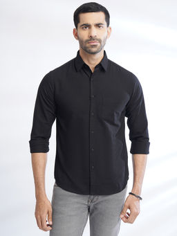 Greenfibre - Mens Slim Fit Black Cotton Casual Shirt