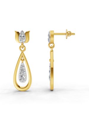 SPARQ Lab Grown Diamond 0.46CT Round 925 Sterling Silver Gold Plated Lotus Earrings