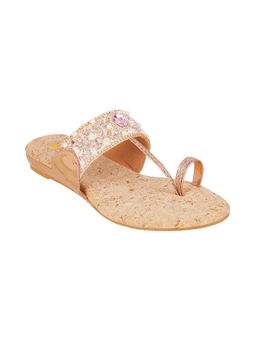 Mochi - Womens Chikoo Wedges HeelsMochi Gold Embellished Flats