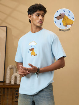 The Souled Store - Pure Cotton Half Sleeves Round Neck Embroidered T-Shirt