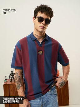 The Souled Store - Pure Cotton Half Sleeves Collar Neck Stripes Polo T-Shirt