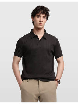Arrow - Cotton Half Sleeves Collar Neck Self Design Polo T-Shirt