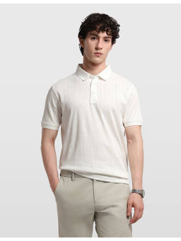 Arrow - Cotton Half Sleeves Collar Neck Self Design Polo T-Shirt