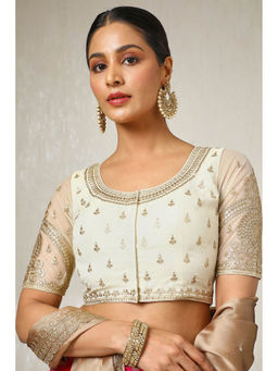 Soch - Women Cream Tissue Embroidered Padded Stitched Blouse with Sequins