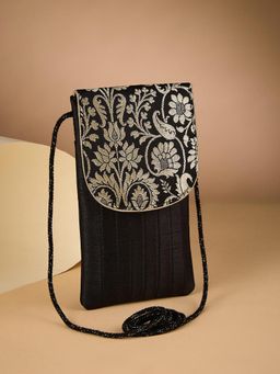 Fabindia - Black Woven Polyester Mobile Pouch