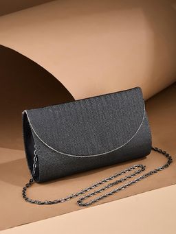 Fabindia - Grey Textured Polyester Clutch