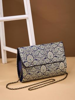 Fabindia - Blue Woven Polyester Clutch