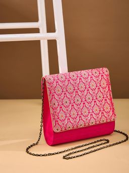 Fabindia - Pink Woven Polyester Clutch