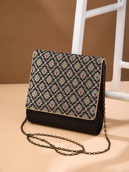Fabindia - Black Woven Polyester Clutch
