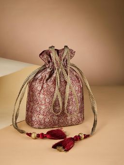 Fabindia - Pink Woven Polyester Potli Bag