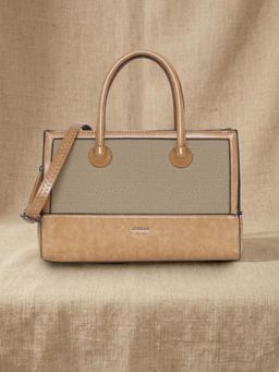 ESBEDA - Beige Solid Pu Handbag with Detachable Strap
