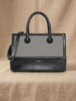 ESBEDA - Black Colorblock Pu Handbag with Detachable Strap
