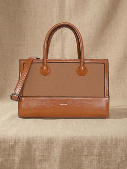 ESBEDA - Tan Solid Pu Handbag with Detachable Strap