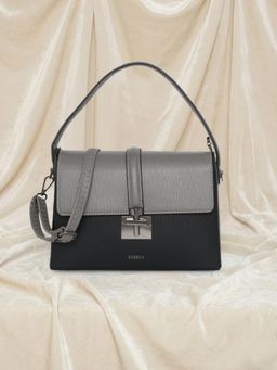ESBEDA - Black Colorblock Pu Handbag with Detachable Strap