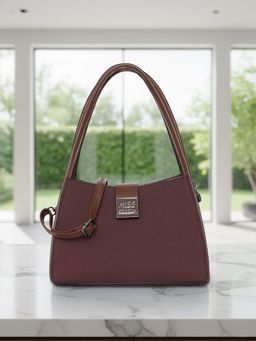 ESBEDA - Burgundy Solid Pu Handbag with Detachable Strap