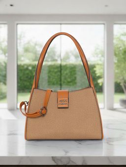 ESBEDA - Tan Solid Pu Handbag with Detachable Strap