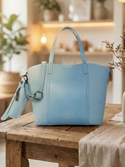 ESBEDA - Blue Solid Pu Handbag with Detachable Strap