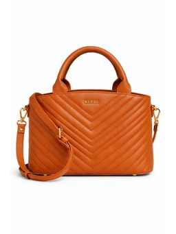 KLEIO - Tan Textured Vegan Leather Handheld Bag with Detachable Strap