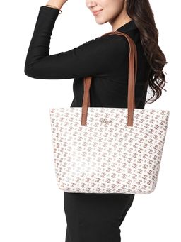 Lavie - Off White Printed Synthetic Leather Handbag