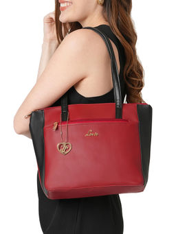 Lavie - Red Colorblock Synthetic Leather Handbag