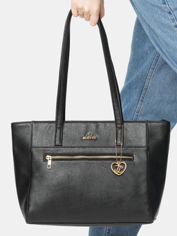 Lavie - Black Solid Synthetic Leather Handbag