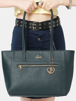 Lavie - Teal Solid Synthetic Leather Handbag