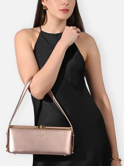 Lavie Luxe - Rose Gold Solid Synthetic Leather Handbag