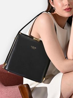 Lavie Luxe - Black Solid Synthetic Leather Handbag
