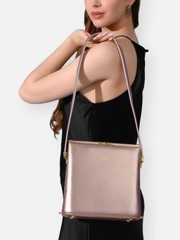 Lavie Luxe - Rose Gold Solid Synthetic Leather Handbag