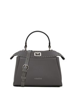 MIRAGGIO - Grey Solid Pu Handbag with Detachable Strap