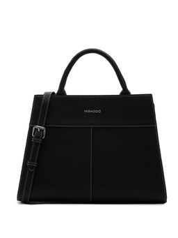 MIRAGGIO - Black Solid Pu Handbag with Detachable Strap
