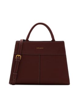 MIRAGGIO - Brown Solid Pu Handbag with Detachable Strap