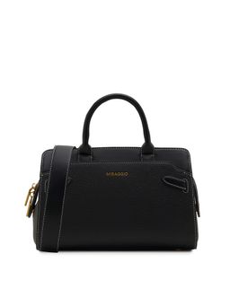 MIRAGGIO - Black Solid Pu Handbag with Detachable Strap
