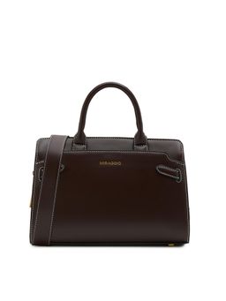 MIRAGGIO - Brown Solid Pu Handbag with Detachable Strap
