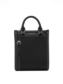 MIRAGGIO - Black Solid Pu Handheld Bag with Detachable Strap