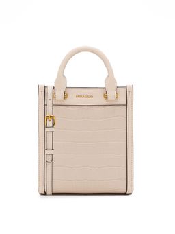MIRAGGIO - Ivory Solid Pu Handheld Bag with Detachable Strap