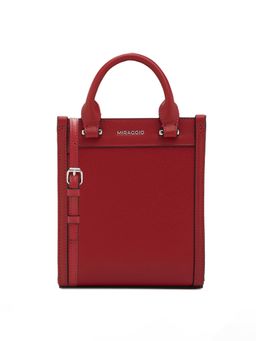 MIRAGGIO - Red Solid Pu Handheld Bag with Detachable Strap