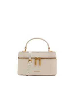MIRAGGIO - Ivory Solid Pu Handheld Bag with Detachable Strap