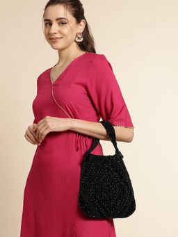 Fabbhue - Black Embellished Beads Clutch Potli