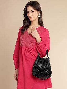 Fabbhue - Black Embellished Beads Clutch Potli