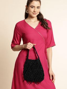 Fabbhue - Black Embellished Beads Clutch Potli