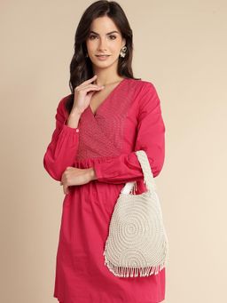 Fabbhue - Off White Embellished Beads Clutch Potli