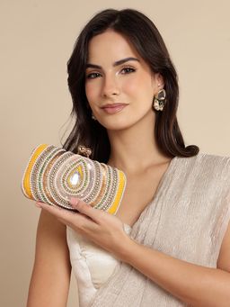 Fabbhue - Multi-Color Embellished Beads Clutch