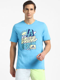 adidas - La Hoops Tee Blue Basketball T-shirts